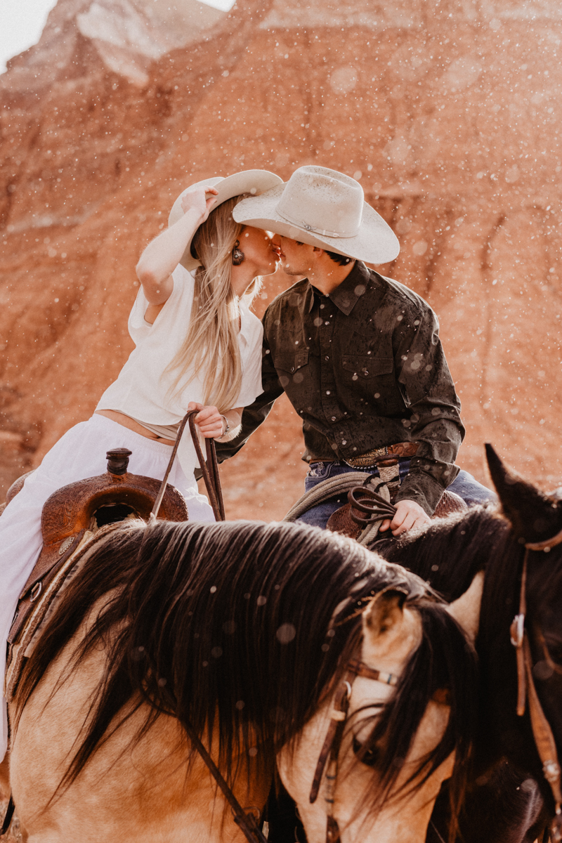 Texas Elopement Couple on horse back eloping in Palo Duro Canyon State Park by Austin Wedding Photographer Fyrelite Photography