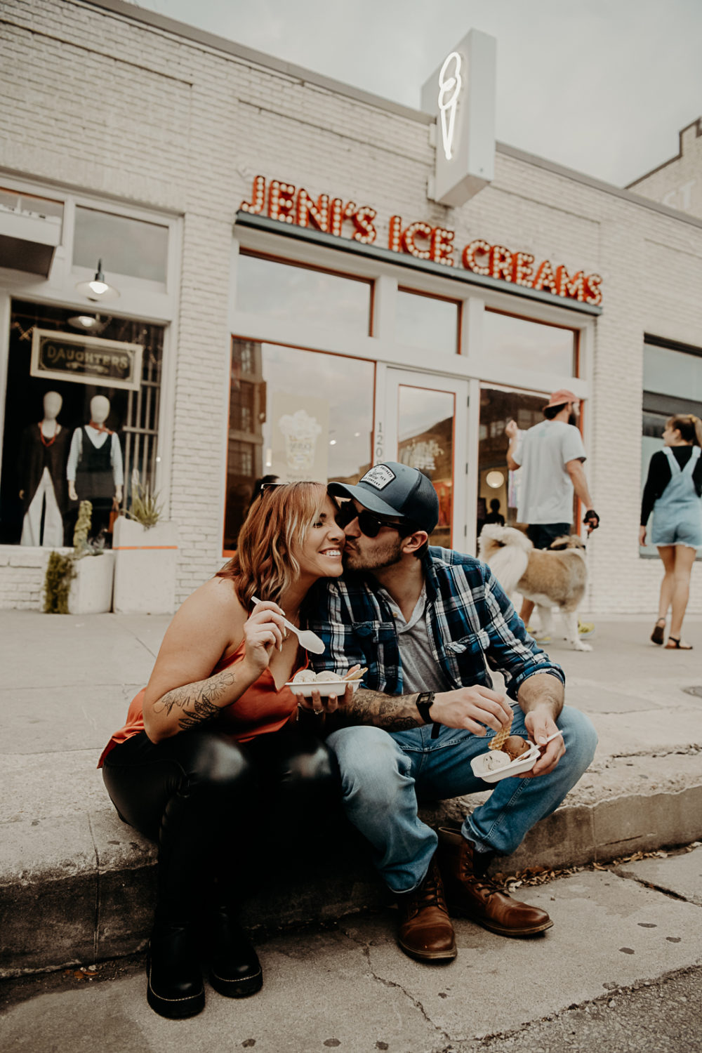 Downtown austin engagement - Pizza and Ice Cream Engagement Session